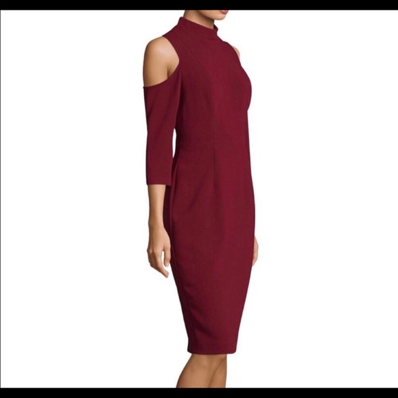 Black Halo Cold Shoulder Deep Red Dress - Picture 2 of 3
